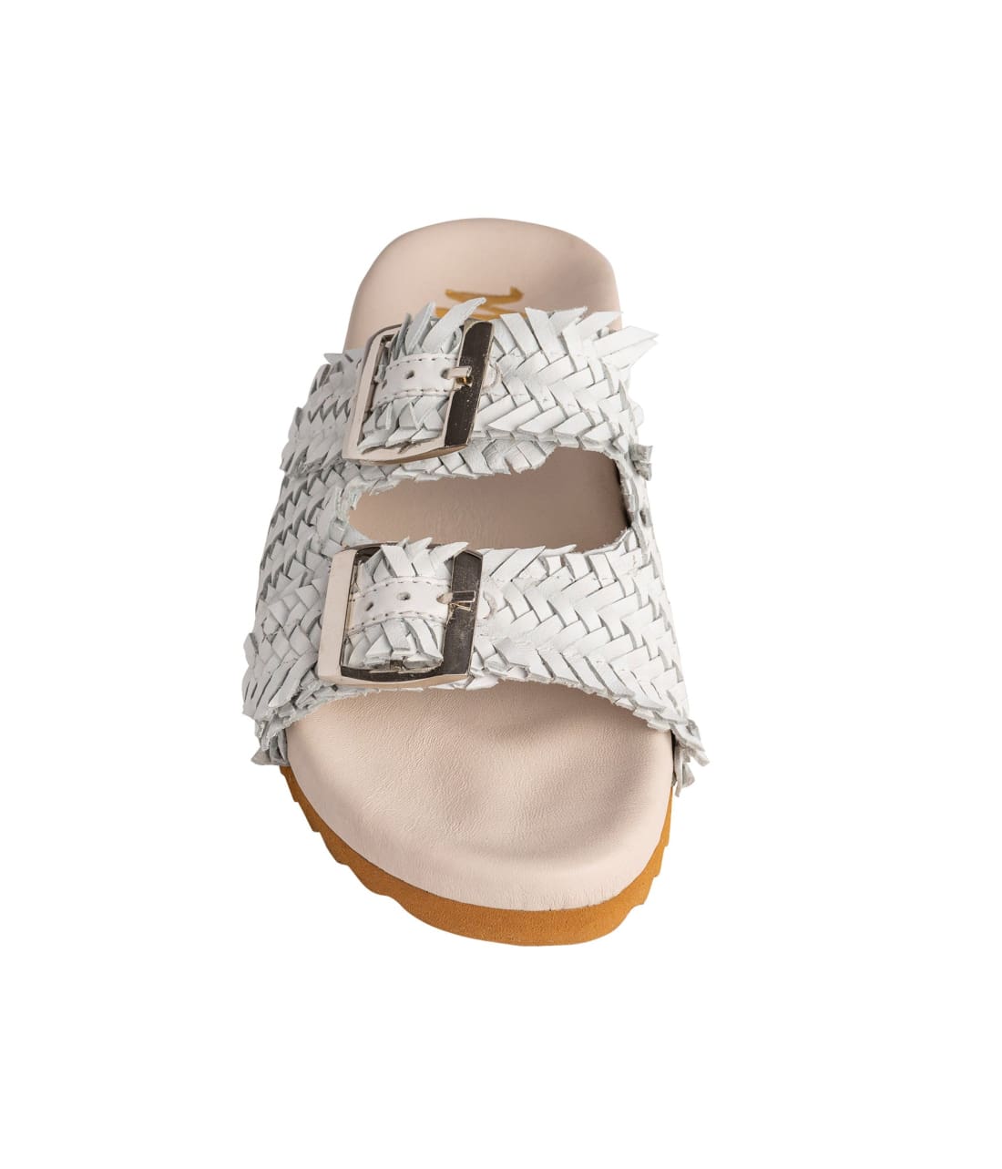 Intertwine Dual Woven Strap Slide in White | SANDALS