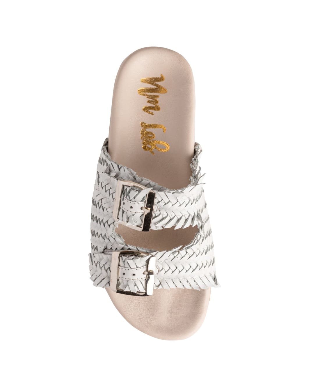 Intertwine Dual Woven Strap Slide in White | SANDALS