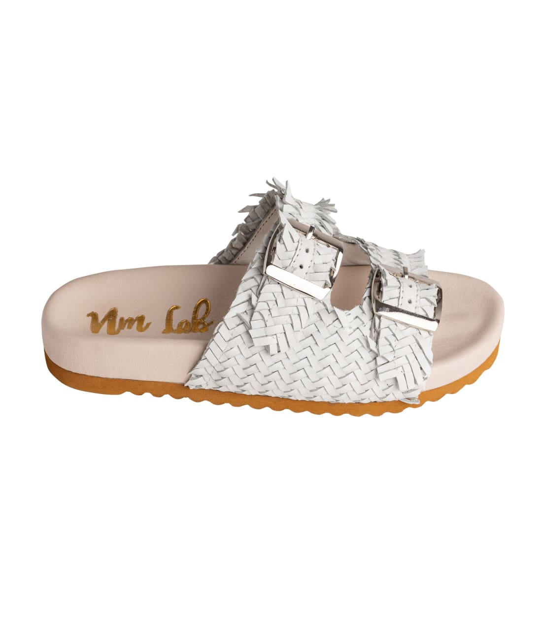 Intertwine Dual Woven Strap Slide in White | SANDALS