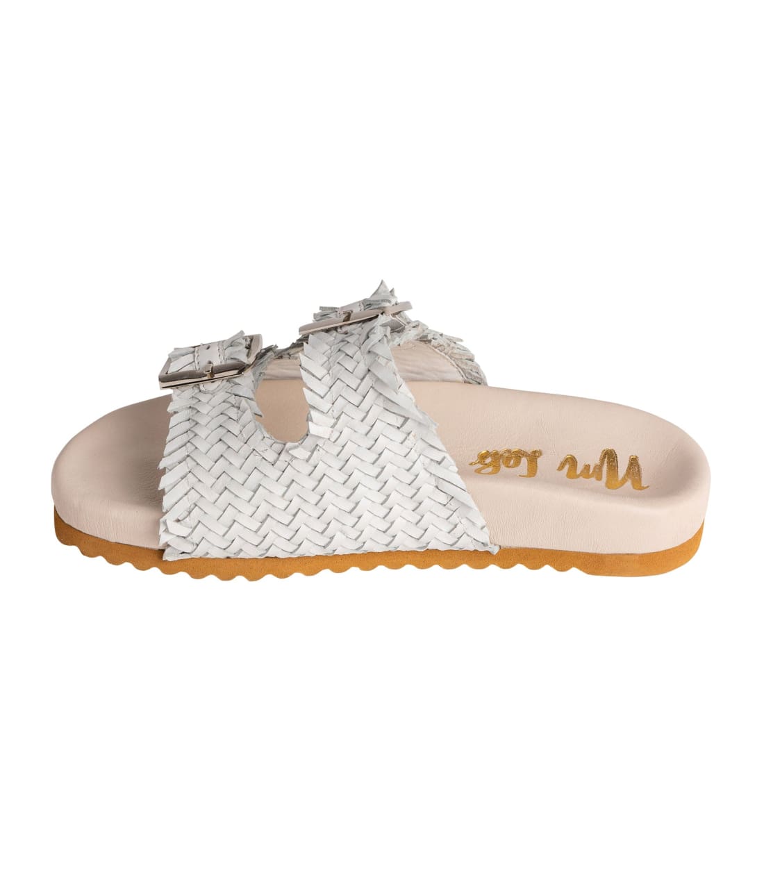 Intertwine Dual Woven Strap Slide in White | SANDALS