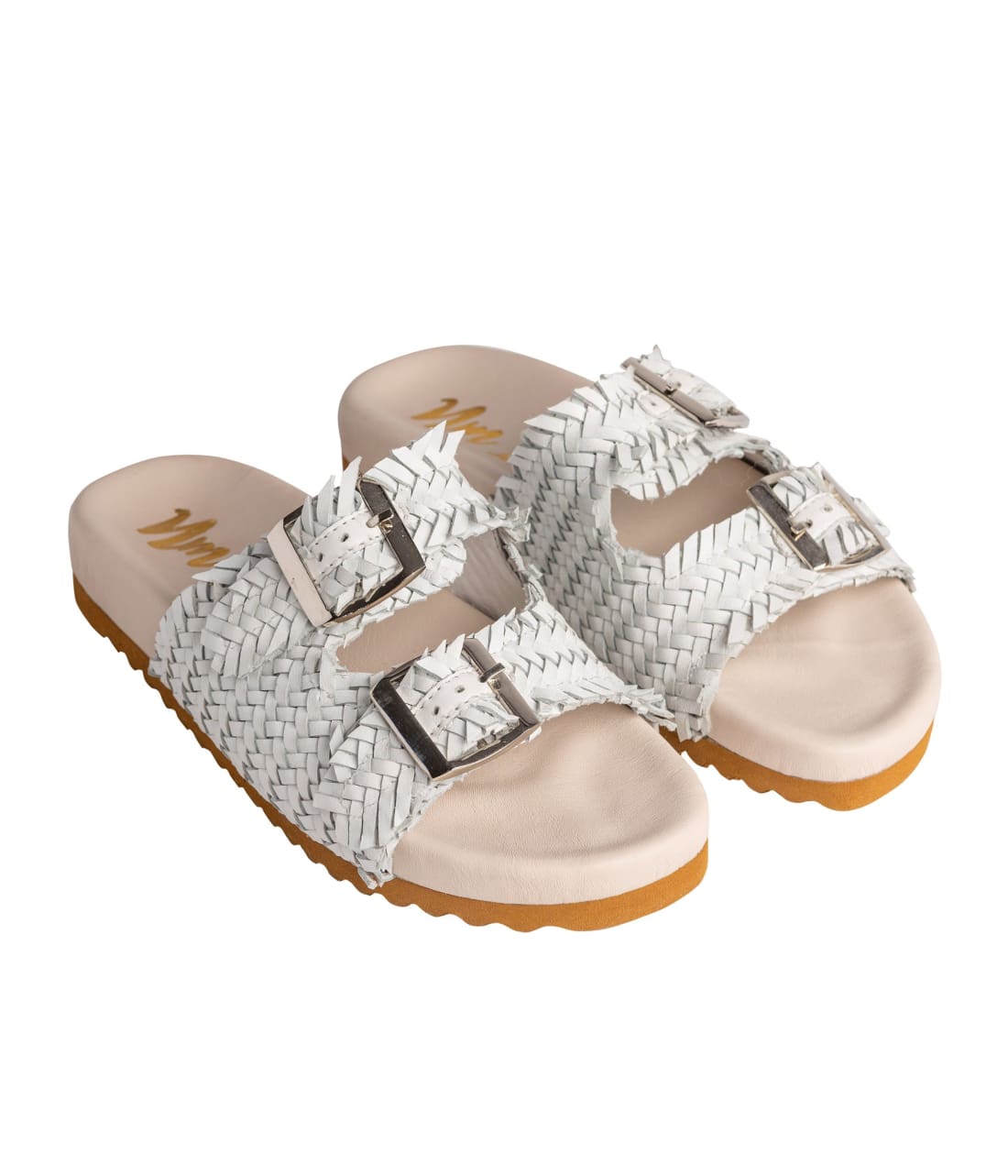 Intertwine Dual Woven Strap Slide in White | SANDALS