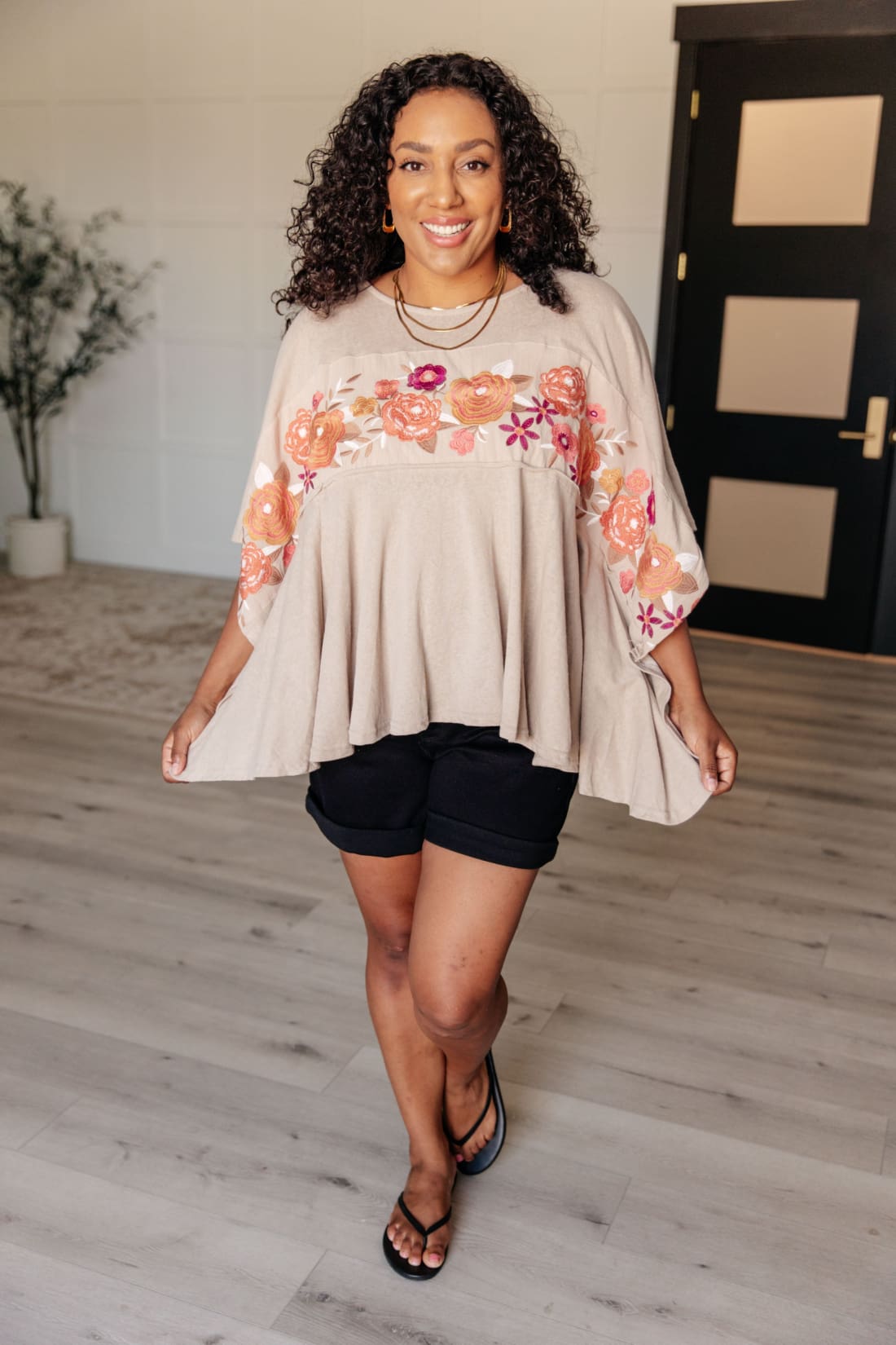 Isabel Embroidered Tunic in Mocha | Tops