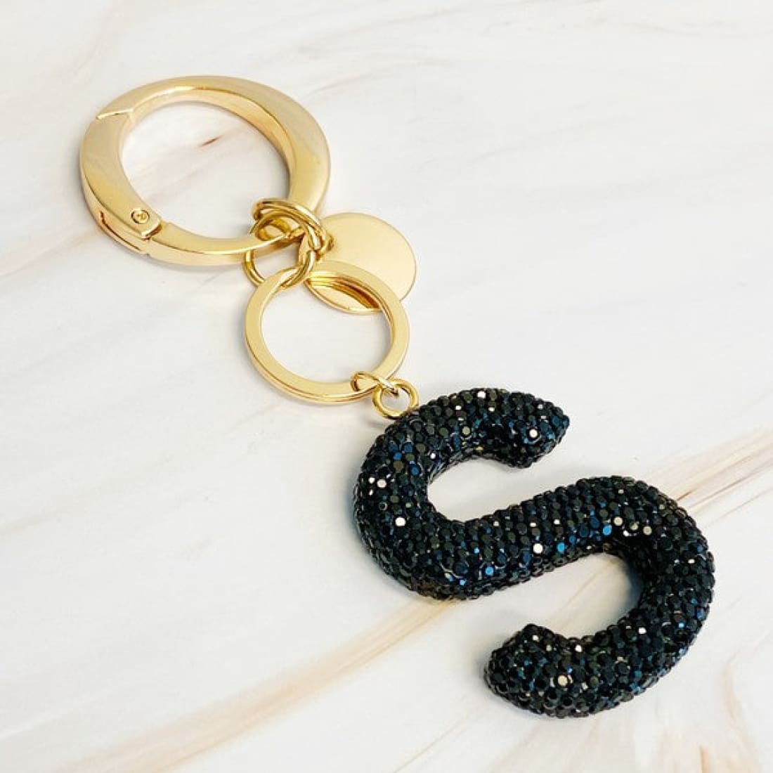 It Girl Glam Initial Key Chain - Black Diamonds | Keychains