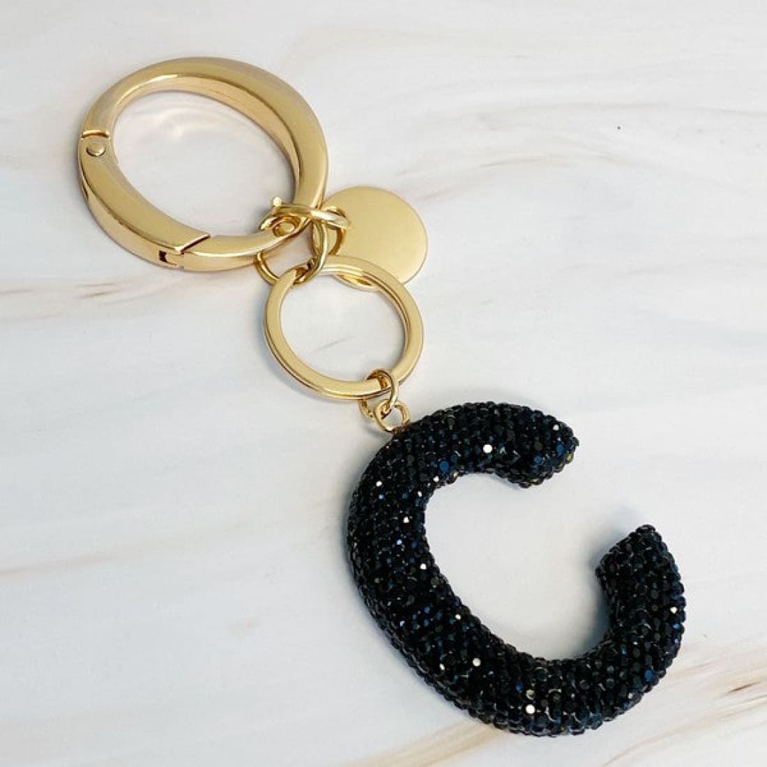 It Girl Glam Initial Key Chain - Black Diamonds | Keychains