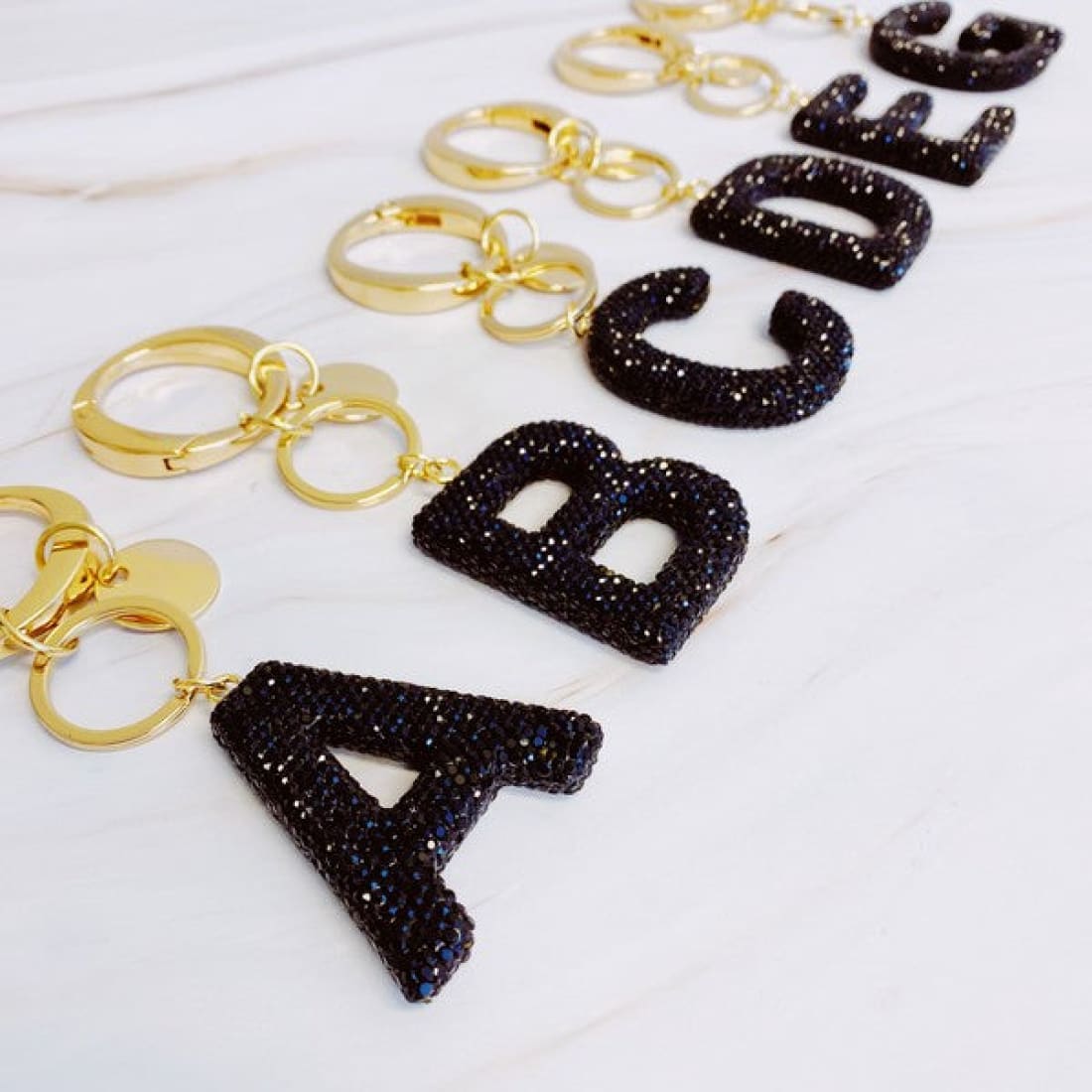 It Girl Glam Initial Key Chain - Black Diamonds | Keychains