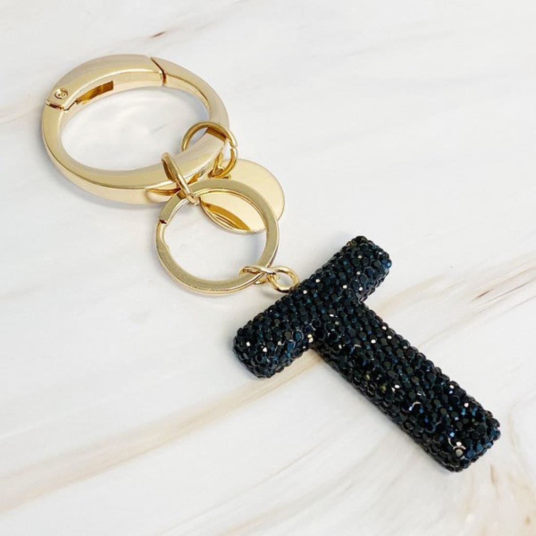 It Girl Glam Initial Key Chain - Black Diamonds | Keychains