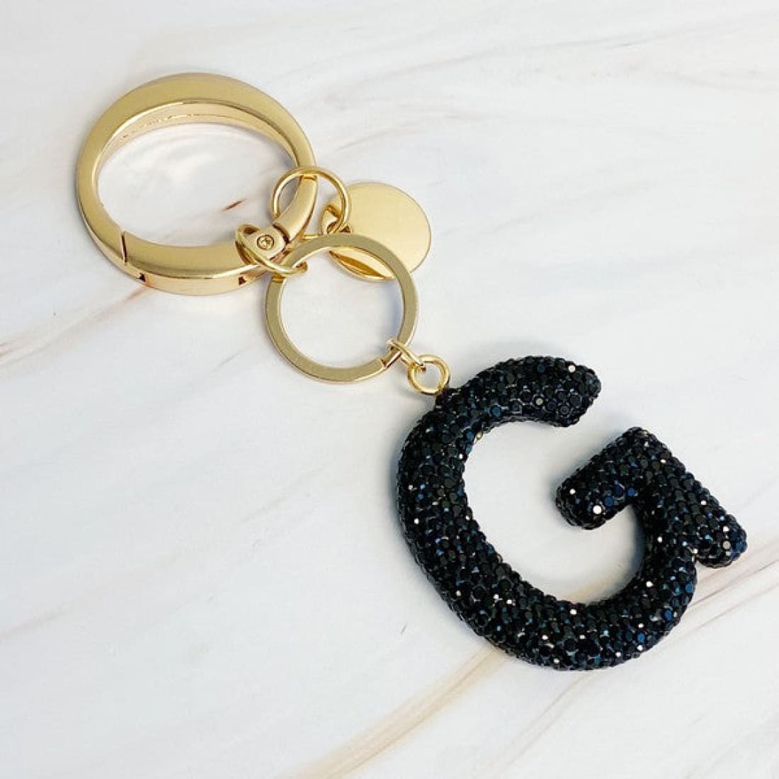 It Girl Glam Initial Key Chain - Black Diamonds | Keychains