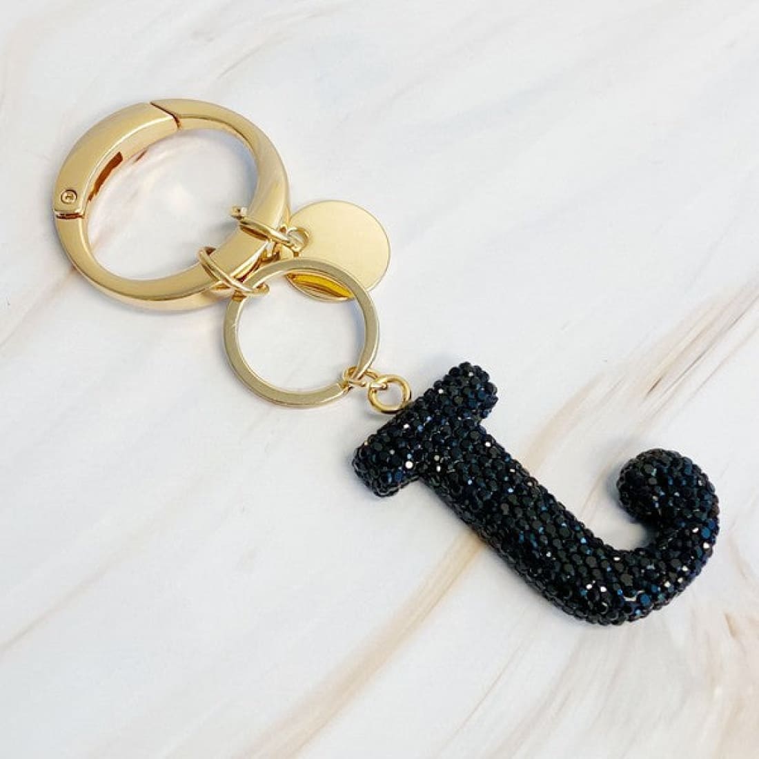 It Girl Glam Initial Key Chain - Black Diamonds | Keychains