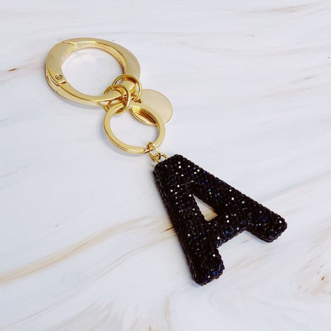 It Girl Glam Initial Key Chain - Black Diamonds | Keychains