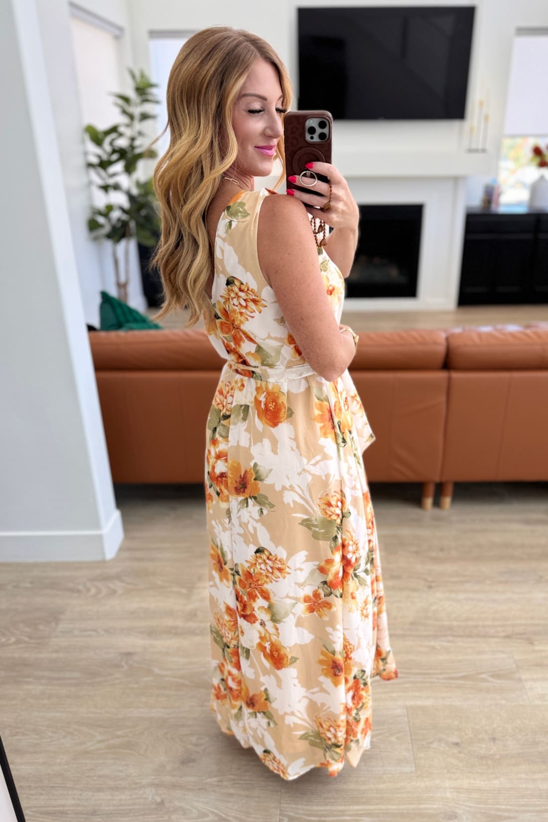 It’s All Sunshine V-Neck Floral Dress in Orange | Maxi Dresses