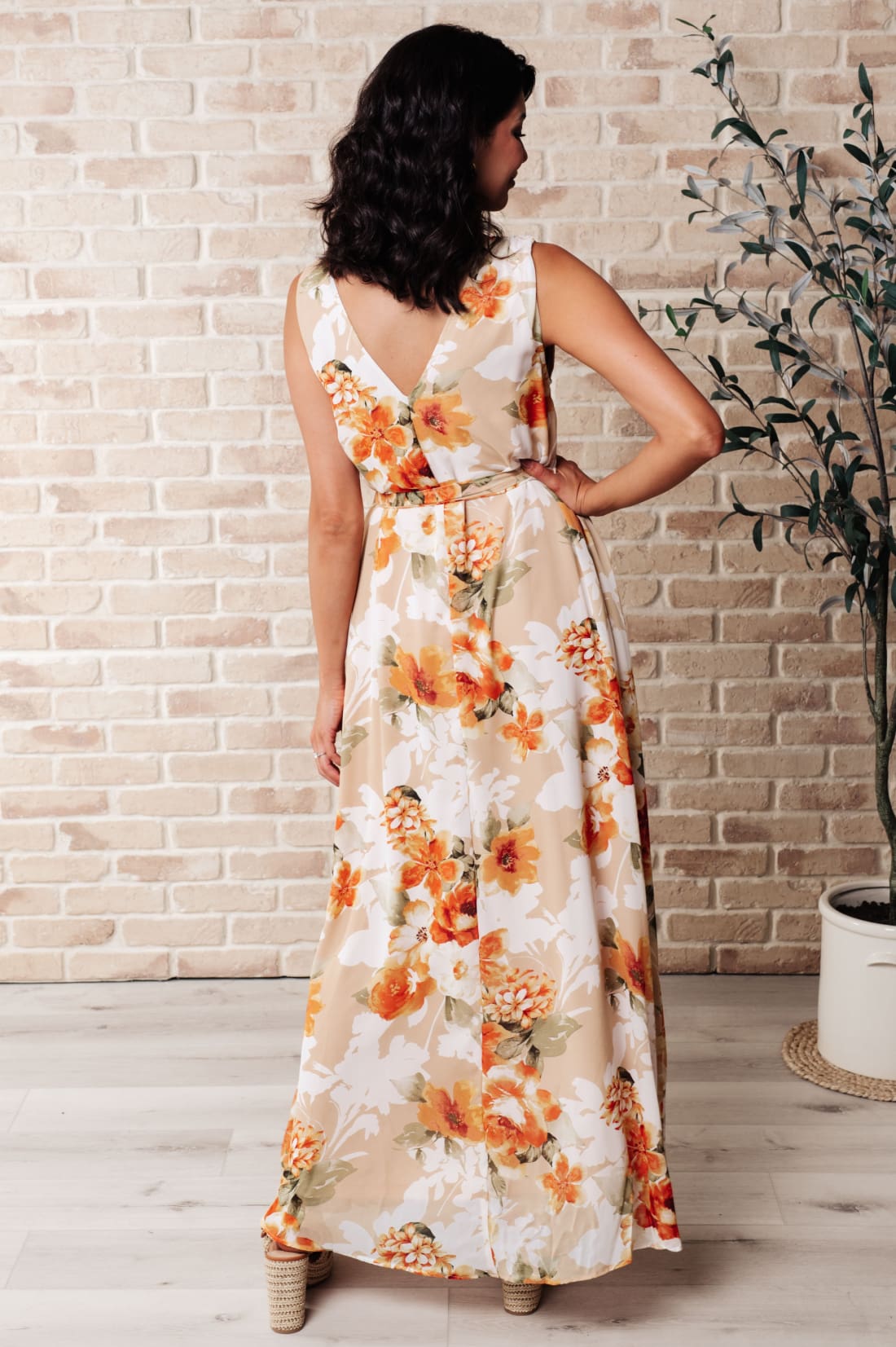 It’s All Sunshine V-Neck Floral Dress in Orange | Maxi Dresses