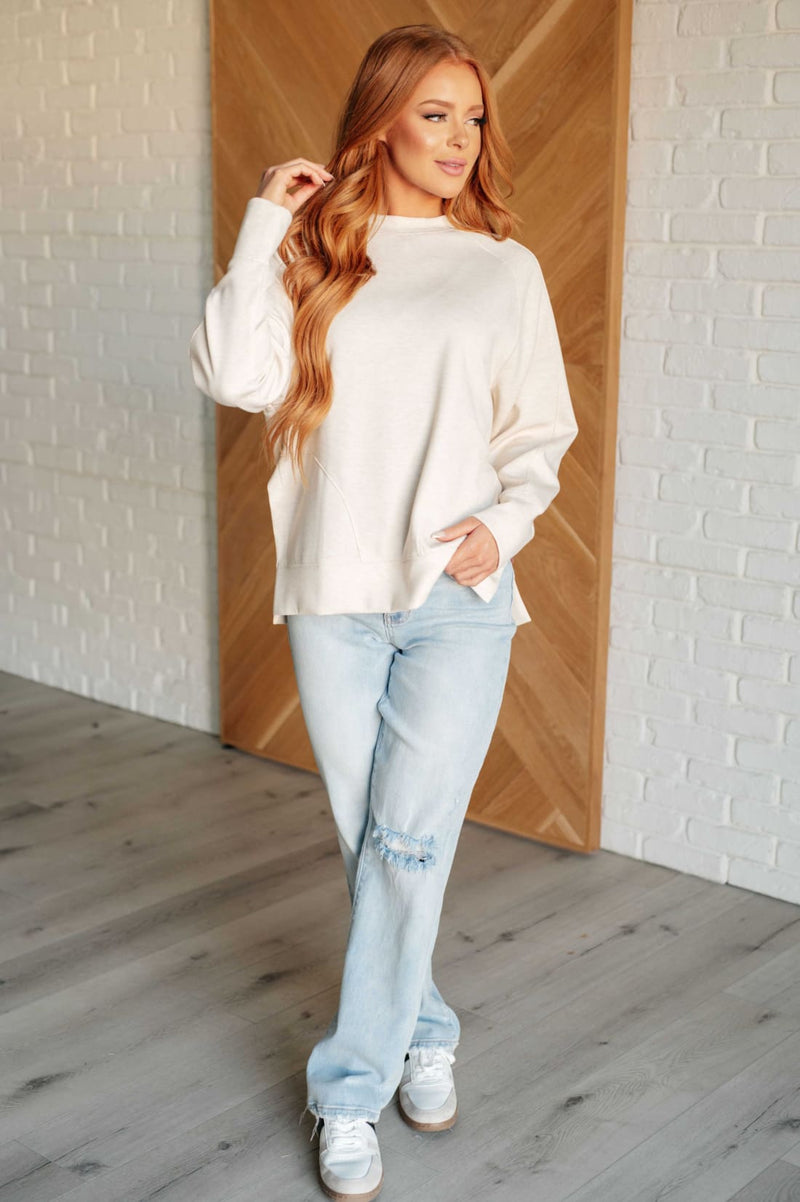 It’s The Little Things Relaxed Scuba Pullover in Beige