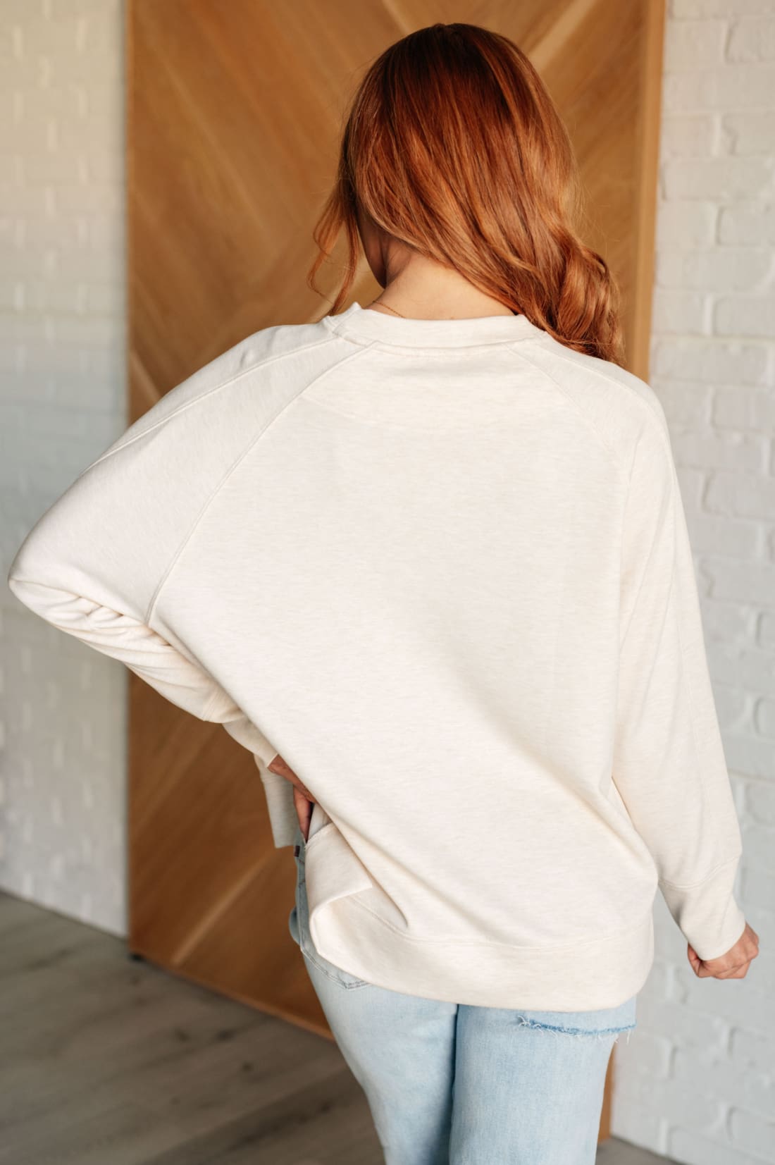 It’s The Little Things Relaxed Scuba Pullover in Beige | Athleisure