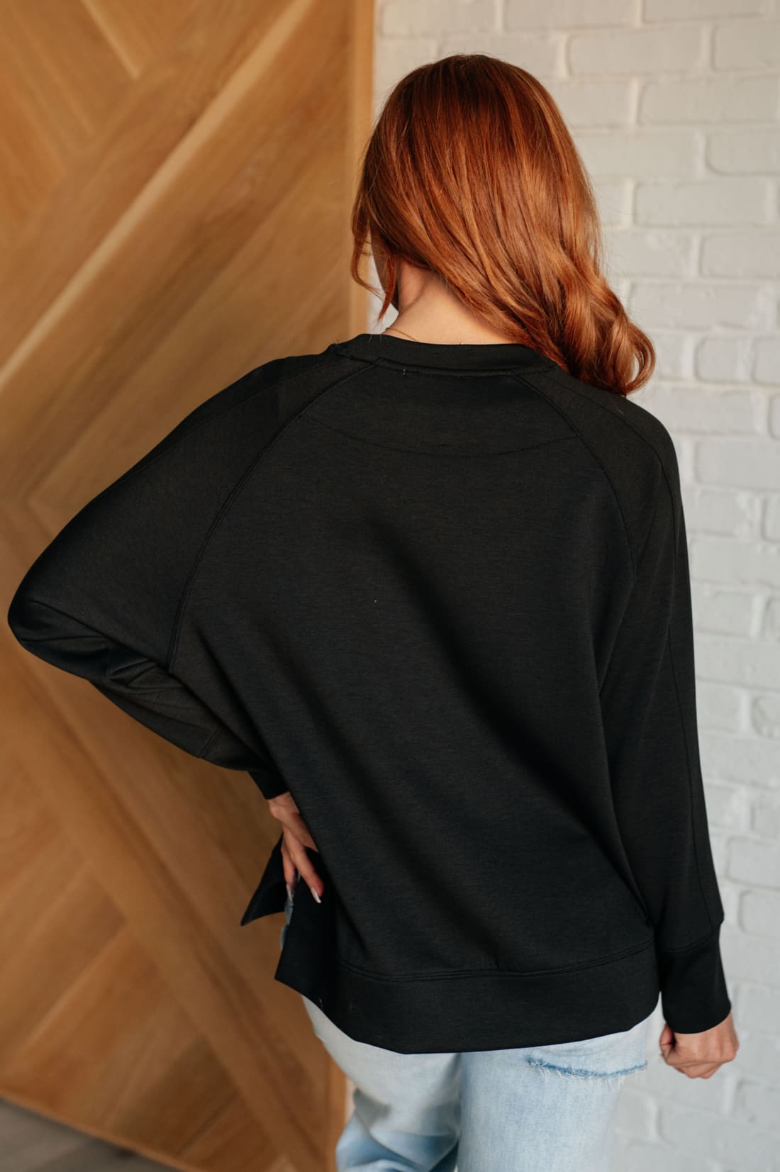 It’s The Little Things Relaxed Scuba Pullover in Black | Athleisure