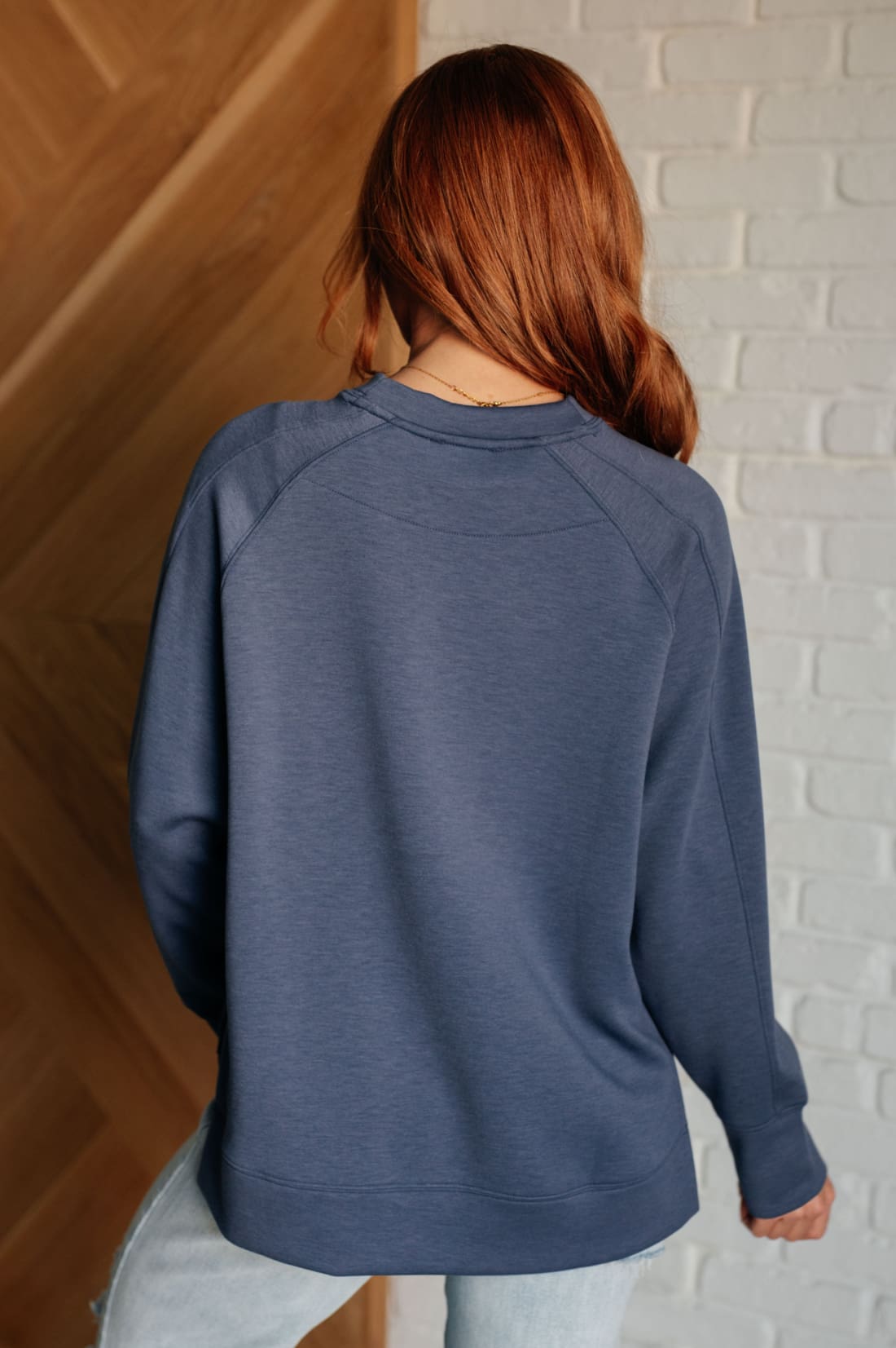 It’s The Little Things Relaxed Scuba Pullover in Blue Indigo | Athleisure