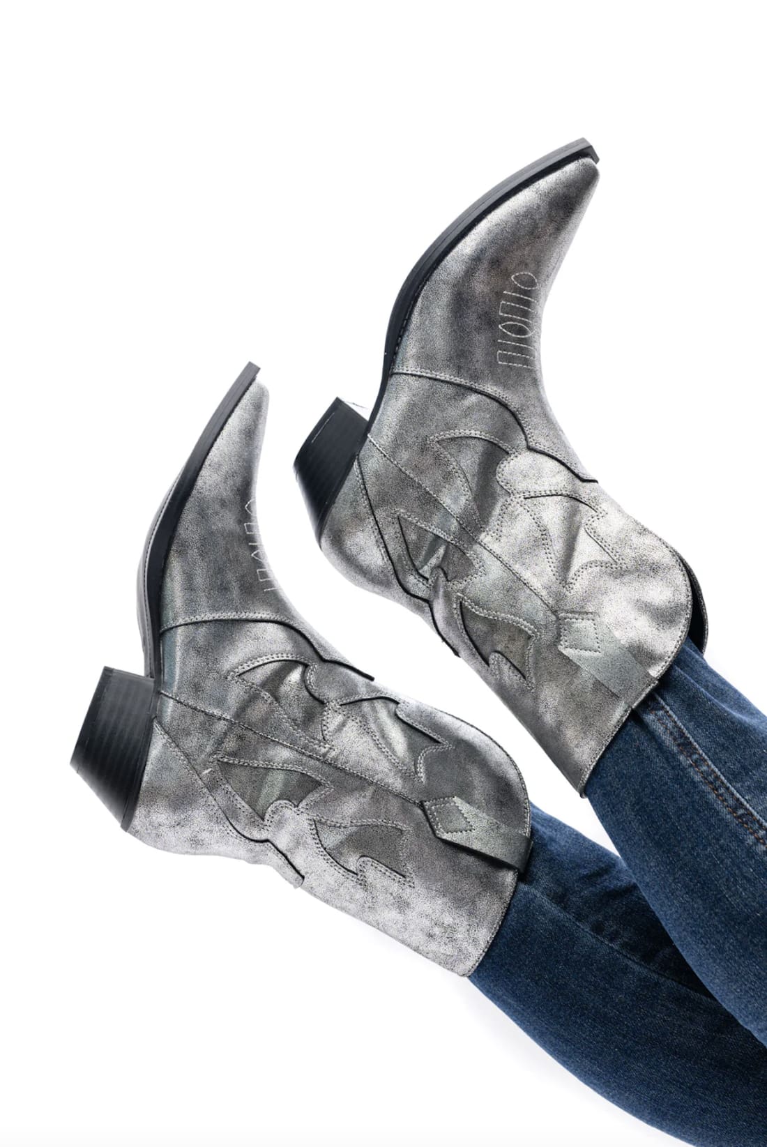 Jersey Metallic Boot in Silver