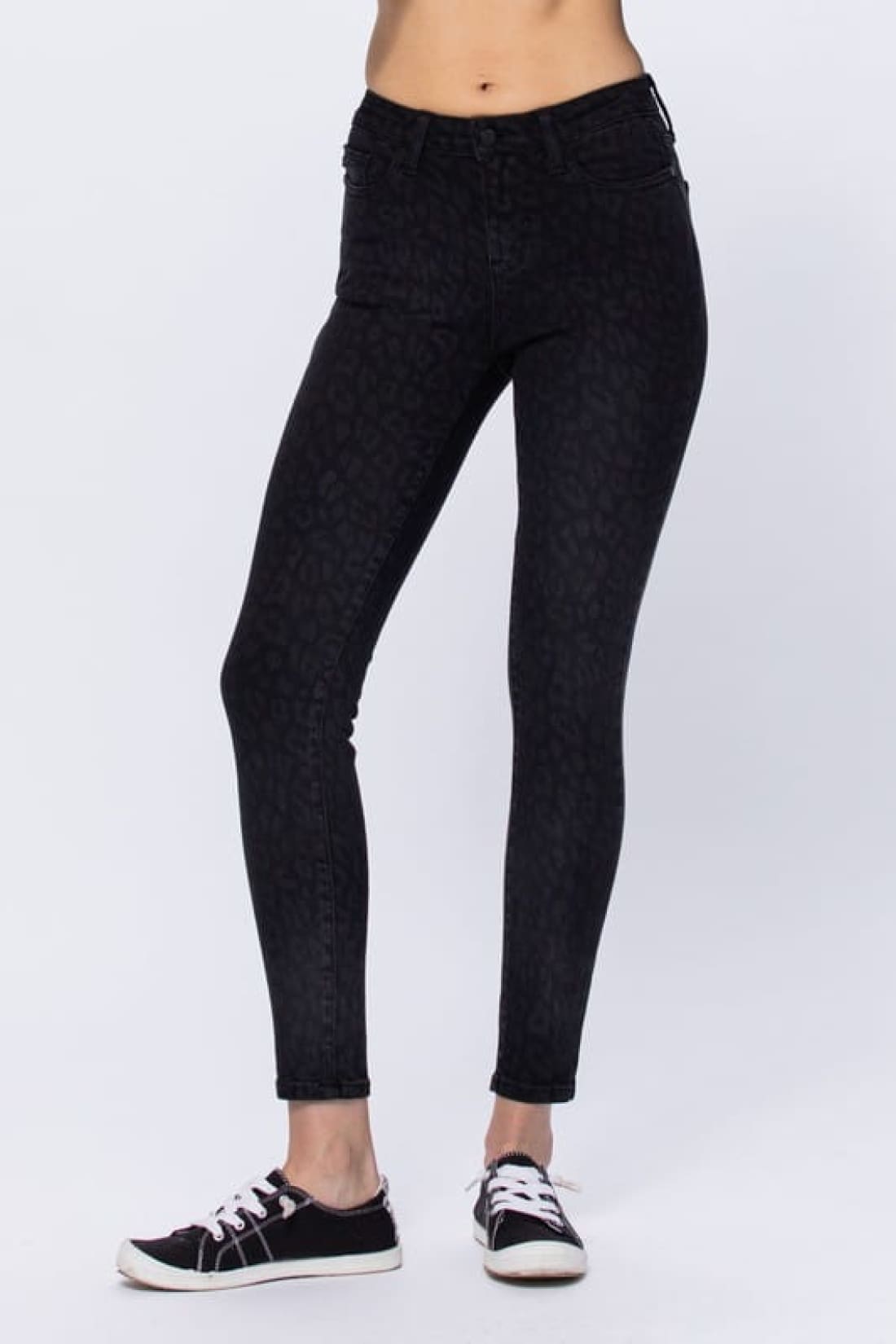 Judy Blue Black Cheetah Print Skinny Jeans with Pockets - Sample Sale