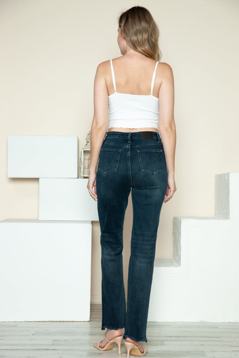 Judy Blue Button Fly Destroyed Hem Straight Jeans