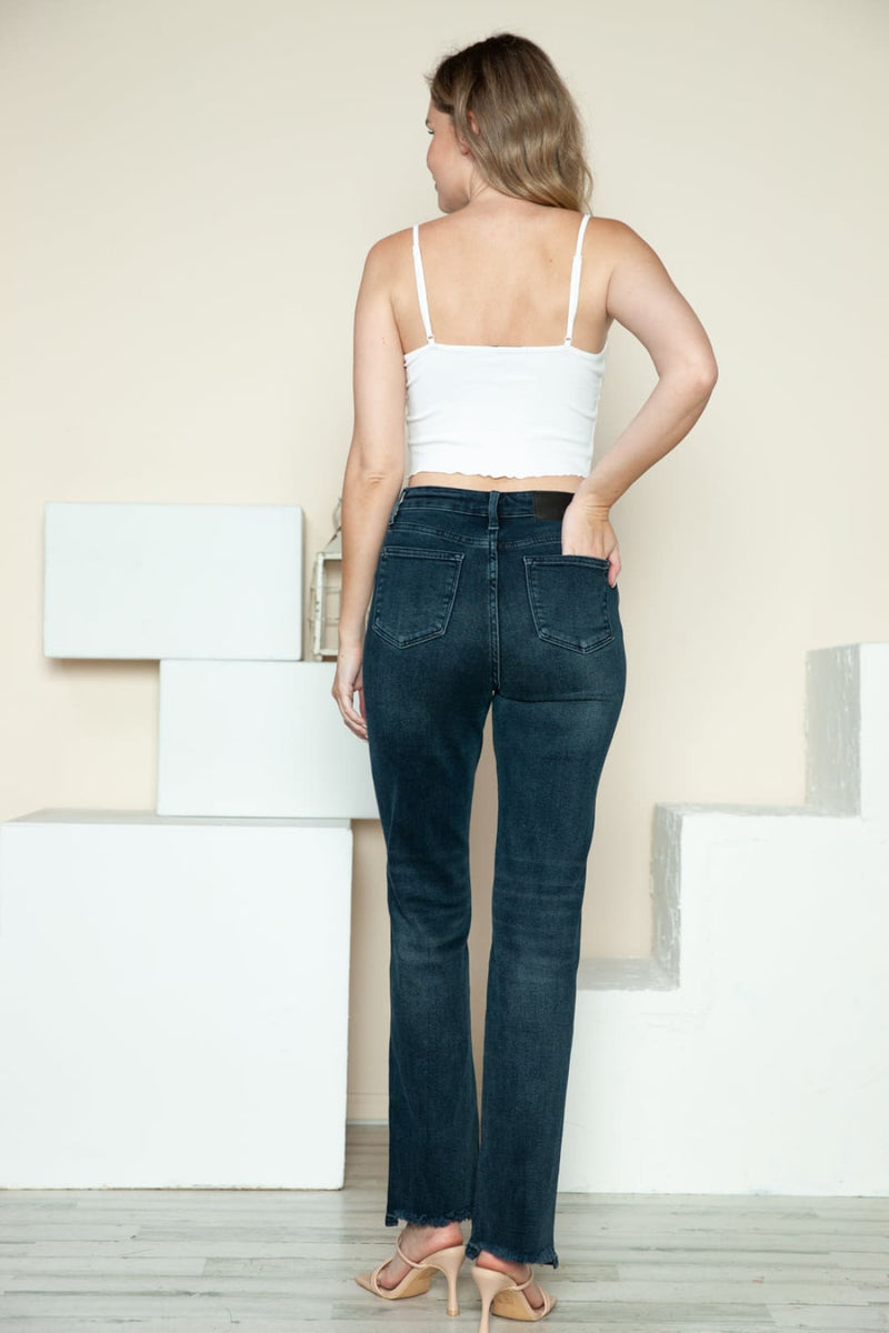Judy Blue Button Fly Destroyed Hem Straight Jeans