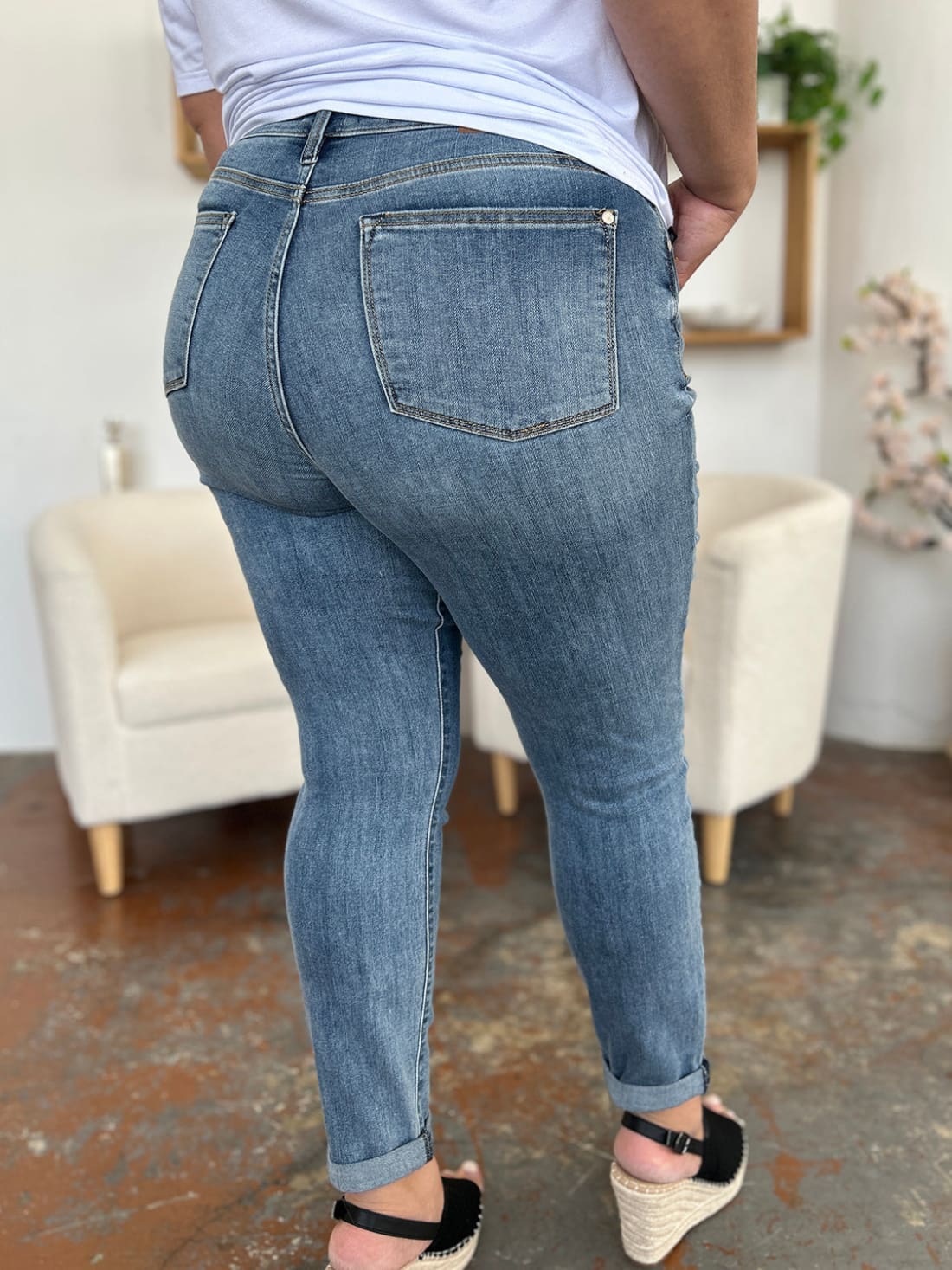 Judy Blue Cuffed Hem Slim Jeans