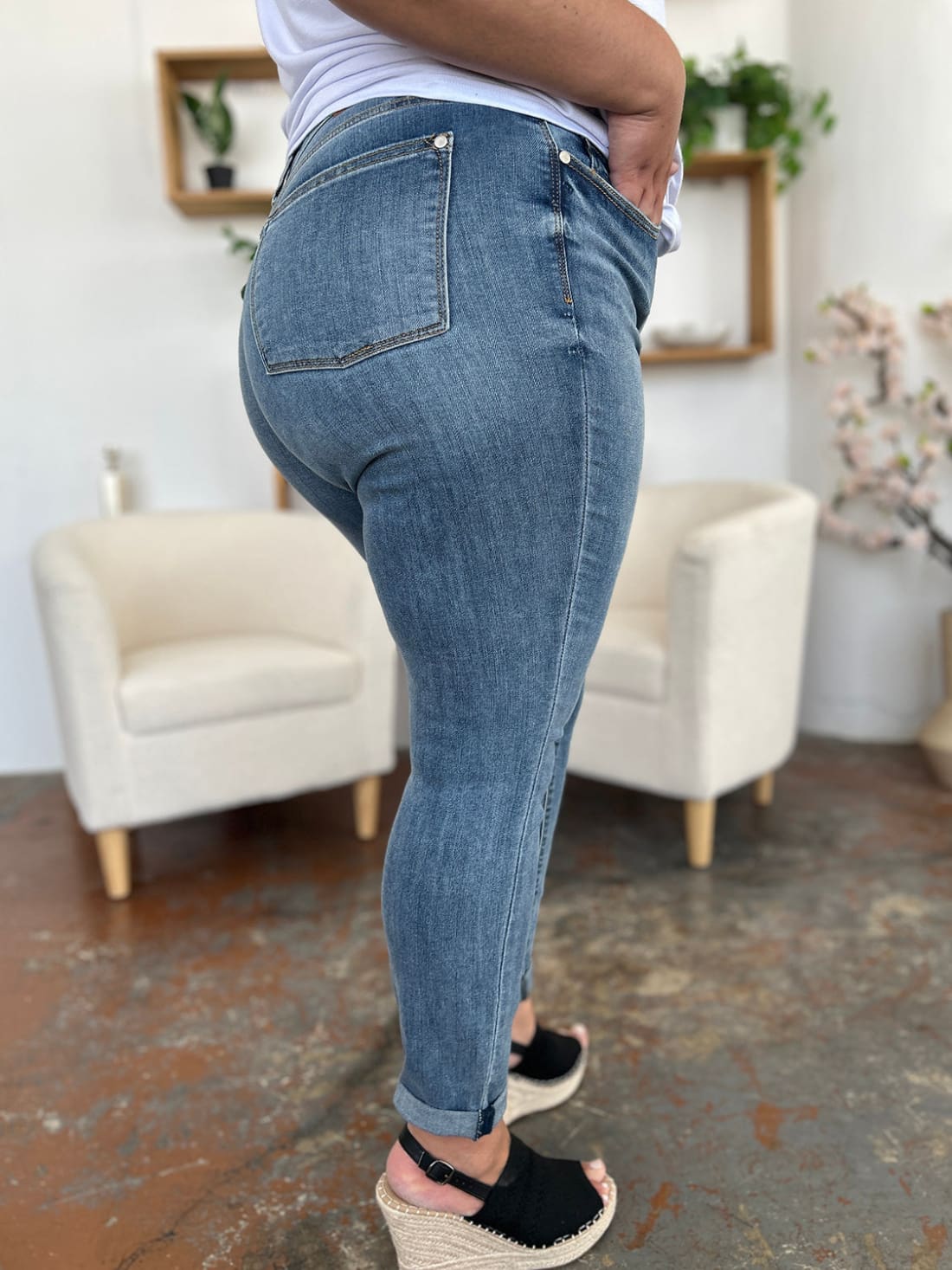 Judy Blue Cuffed Hem Slim Jeans