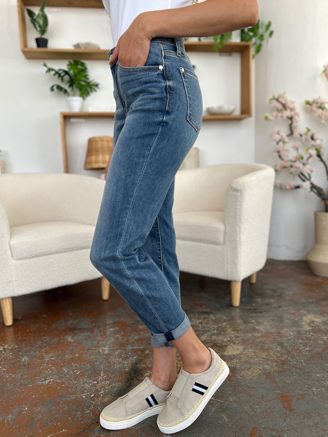 Judy Blue Cuffed Hem Slim Jeans