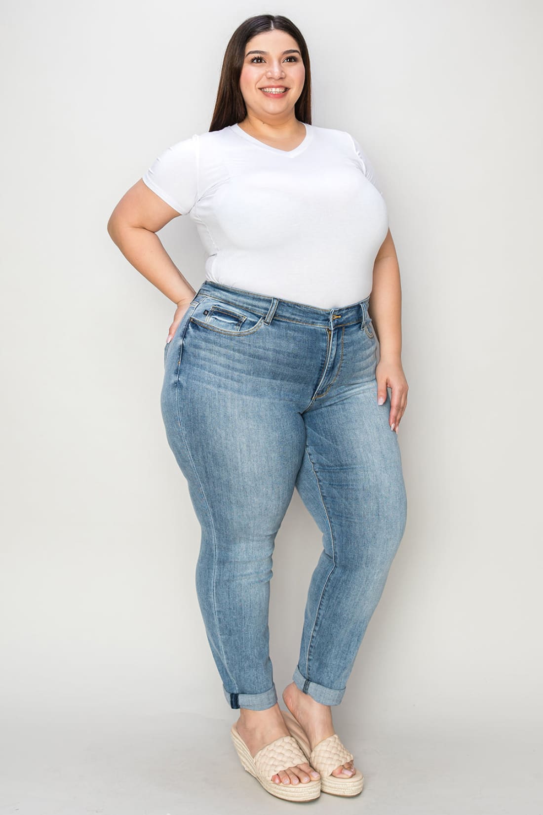 Judy Blue Cuffed Hem Slim Jeans