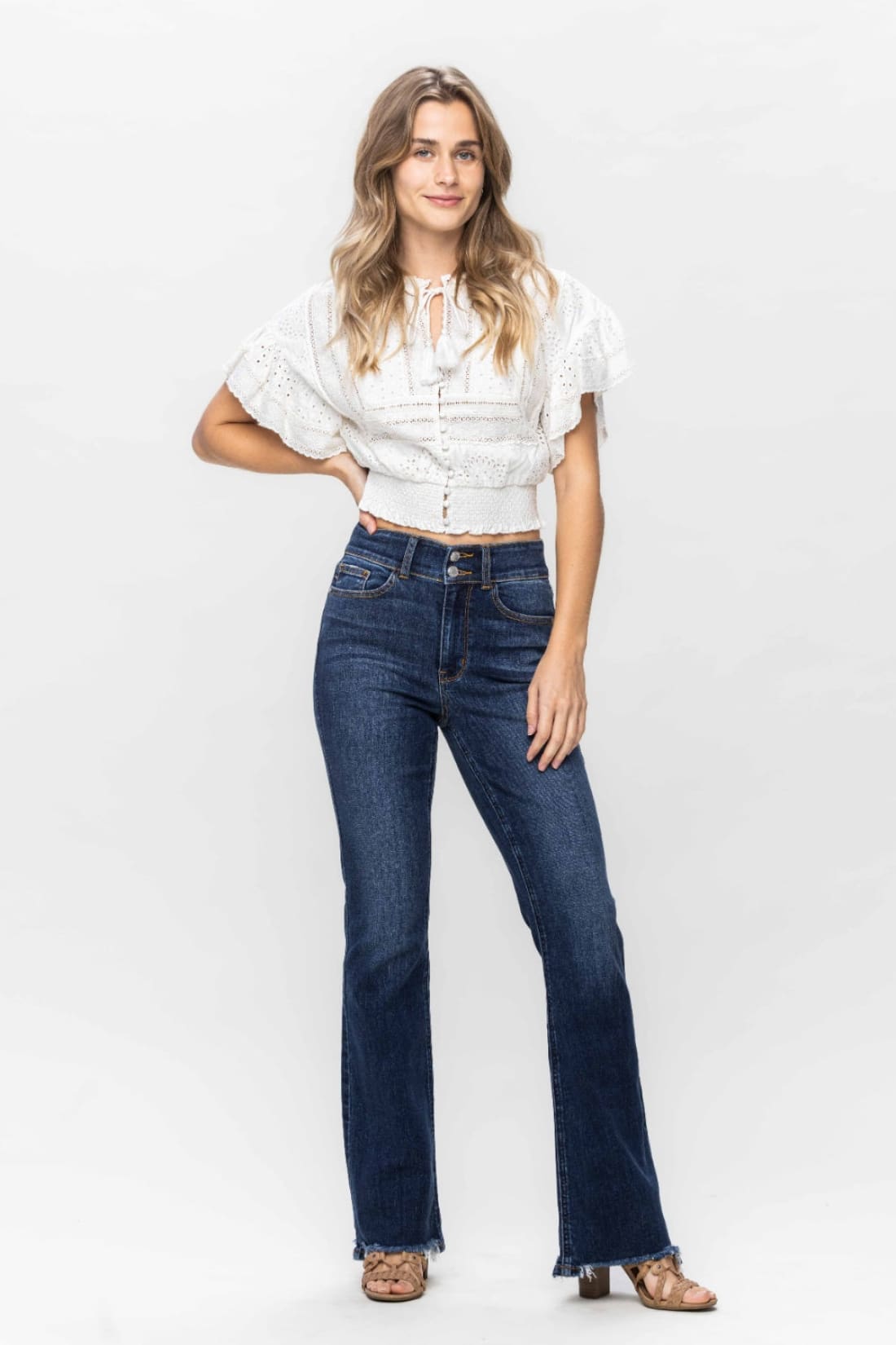 Judy Blue Full Size Frayed Hem Bootcut Jeans | Women’s Jeans