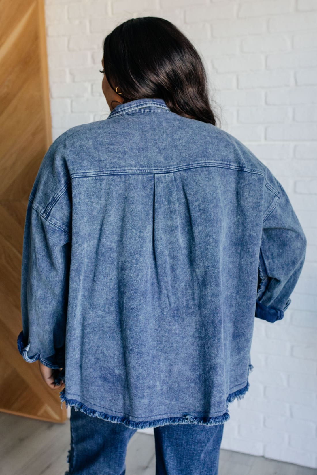 Frayed Hem Denim Shacket | Jackets & Coats