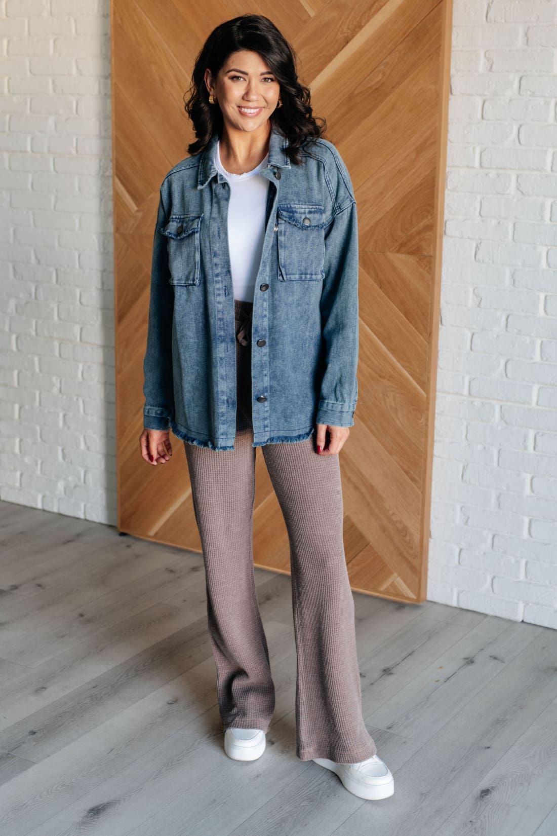 Frayed Hem Denim Shacket | Jackets & Coats