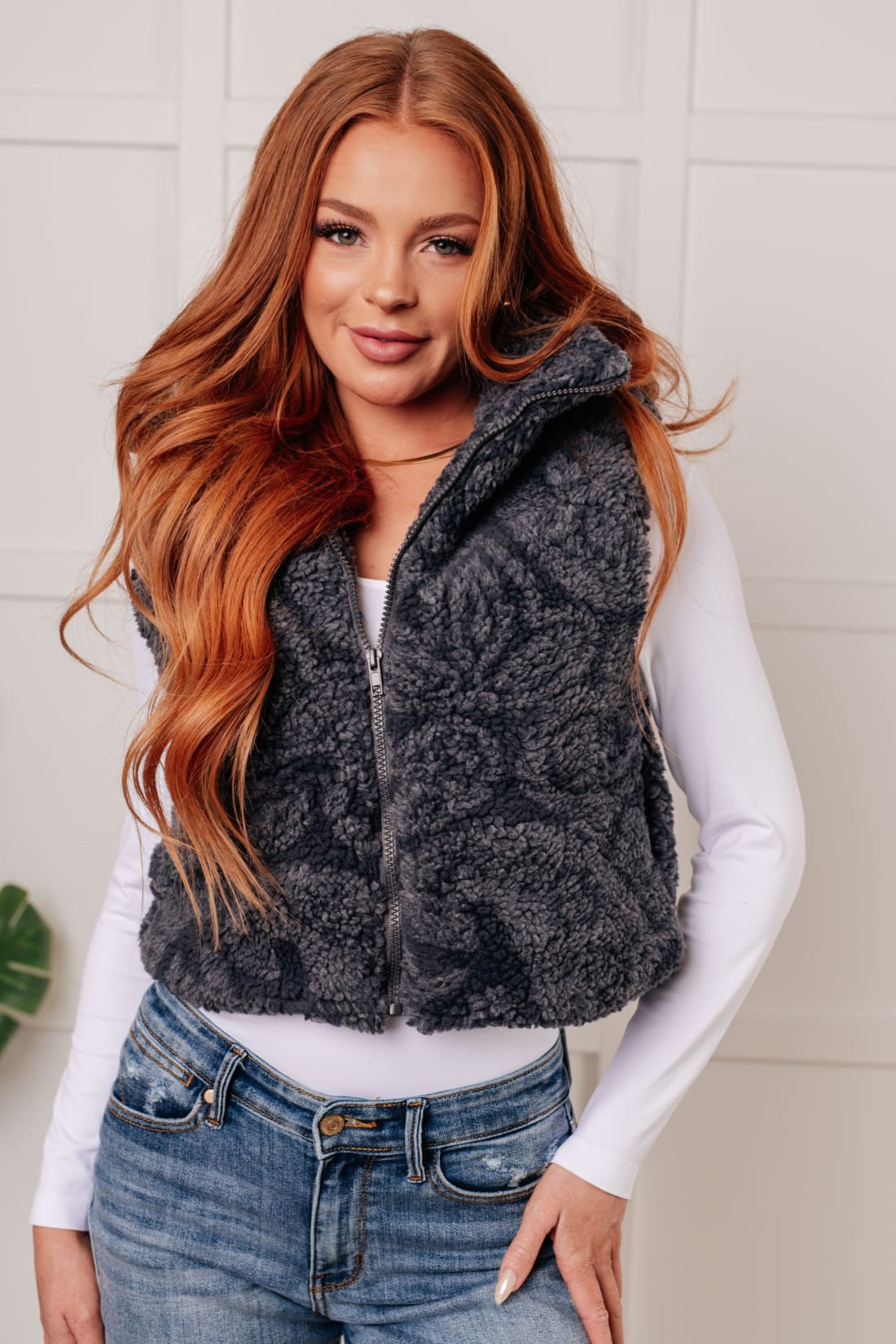 Just One More Layer Paisley Sherpa Print Vest | vest