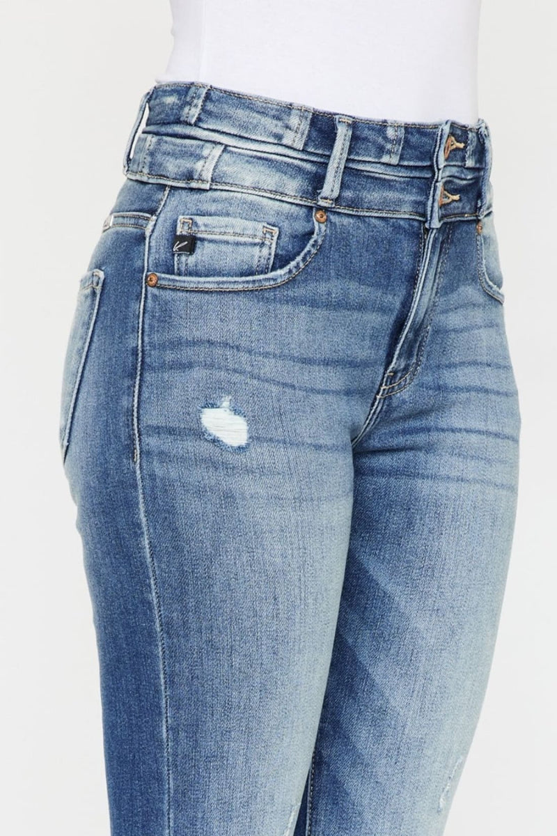 Kancan High Rise Wide Waistband Flare Jeans - Limited Quantities