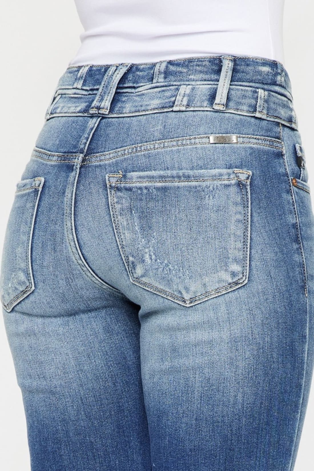 Kancan High Rise Wide Waistband Flare Jeans - Limited Quantities