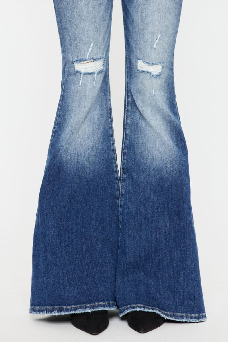 Kancan High Rise Wide Waistband Flare Jeans - Limited Quantities
