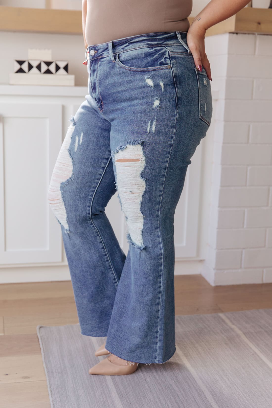 Kiana High Rise Heavy Destroy Flare | Womens jeans