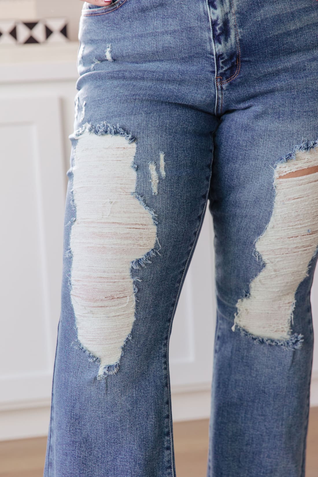 Kiana High Rise Heavy Destroy Flare | Womens jeans