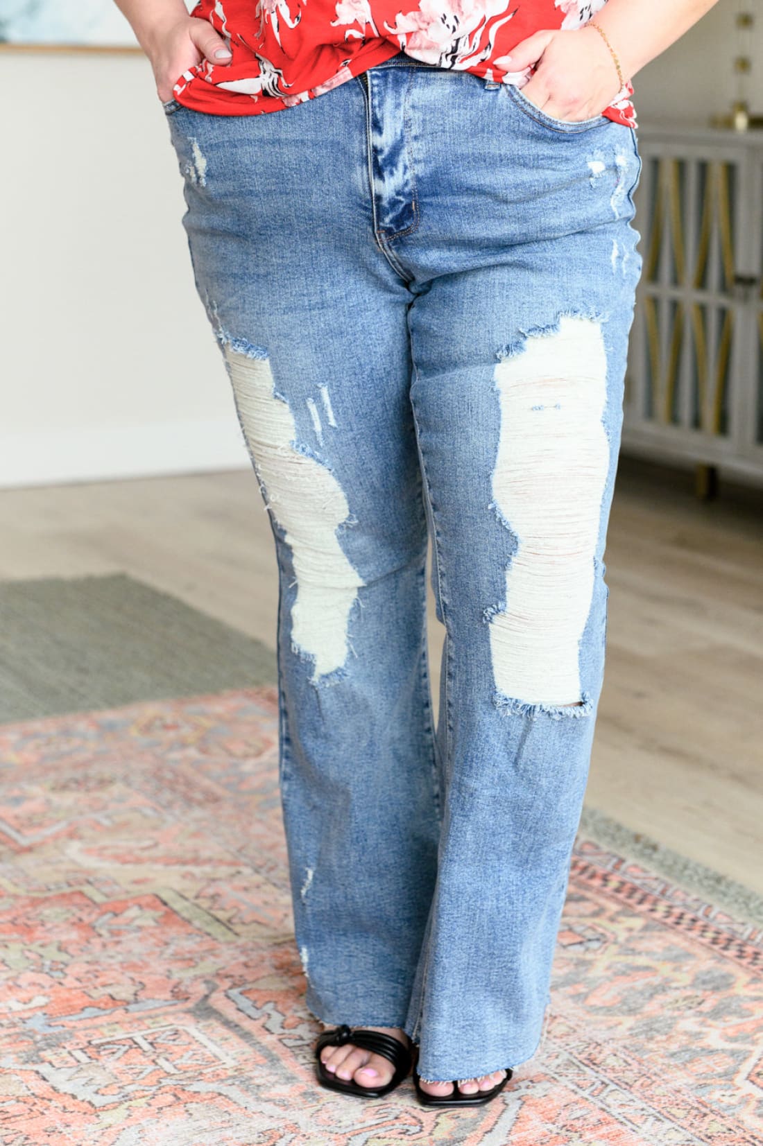 Kiana High Rise Heavy Destroy Flare | Womens jeans