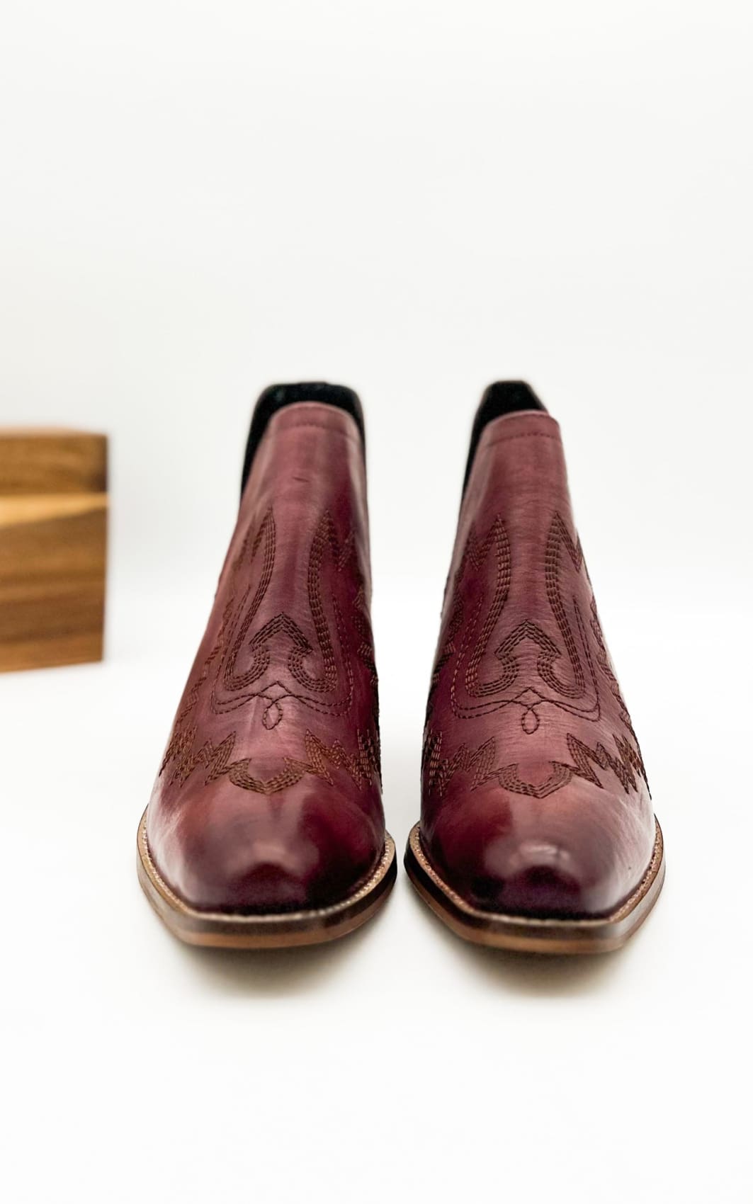 Genuine Leather Kickin’ Western Booties in Burgundy | boots