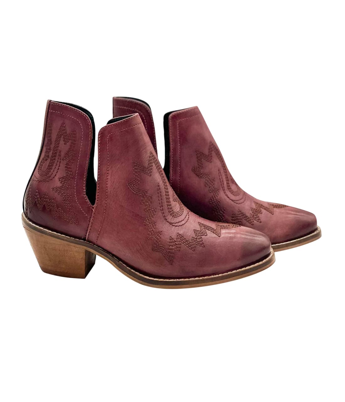 Genuine Leather Kickin’ Western Booties in Burgundy | boots