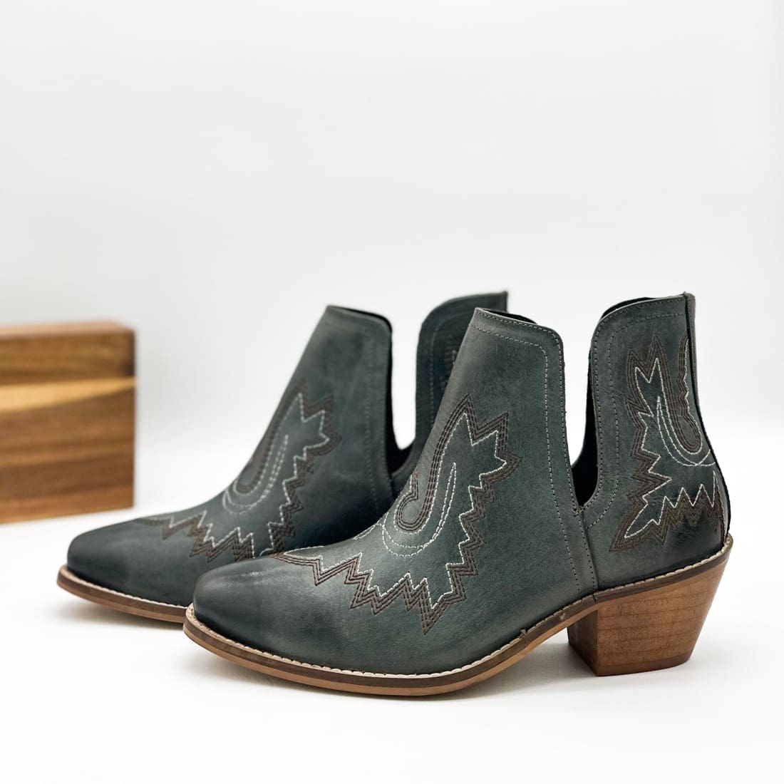 Genuine Leather Kickin’ Western Booties in Teal | boots