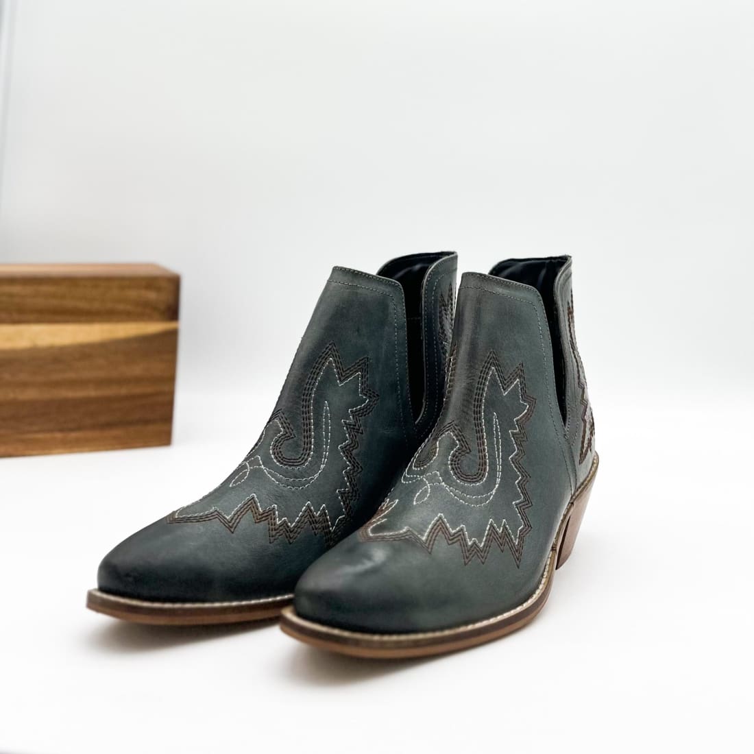 Genuine Leather Kickin’ Western Booties in Teal | boots