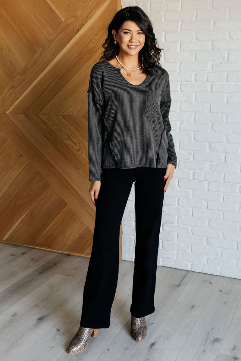 Ribbed Top with Exposed Seam Detail