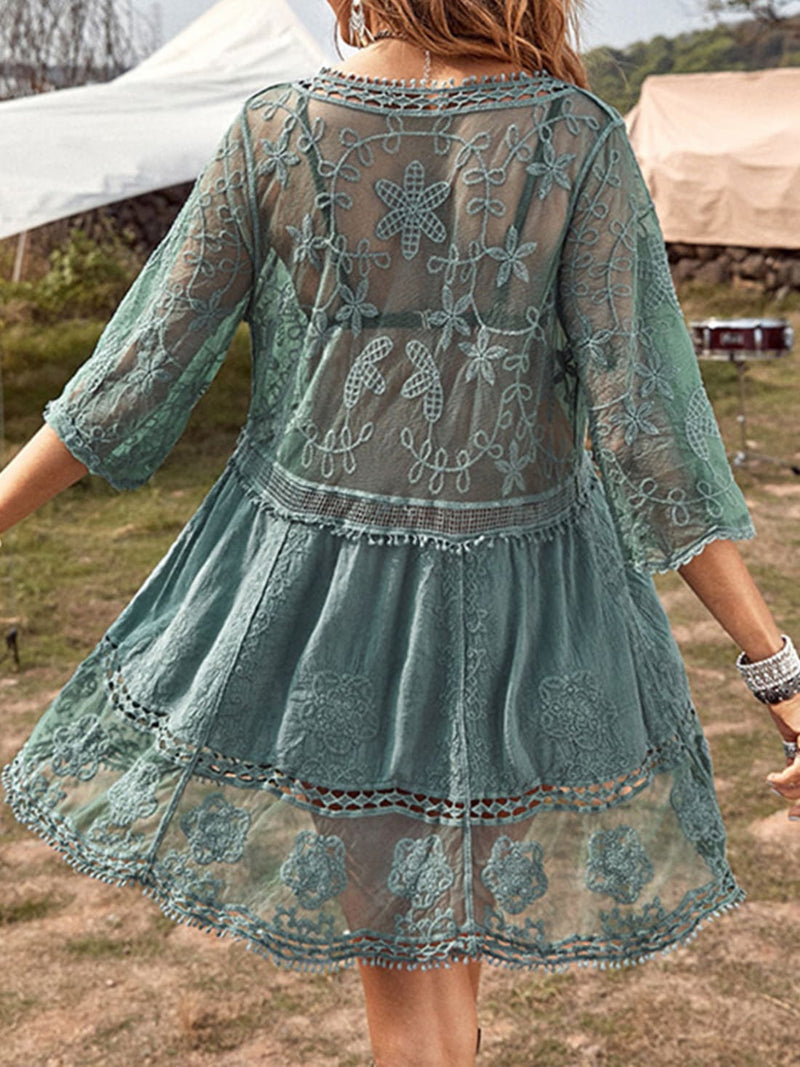 Lace Detail Plunge Cover-Up Dress | swim coverups