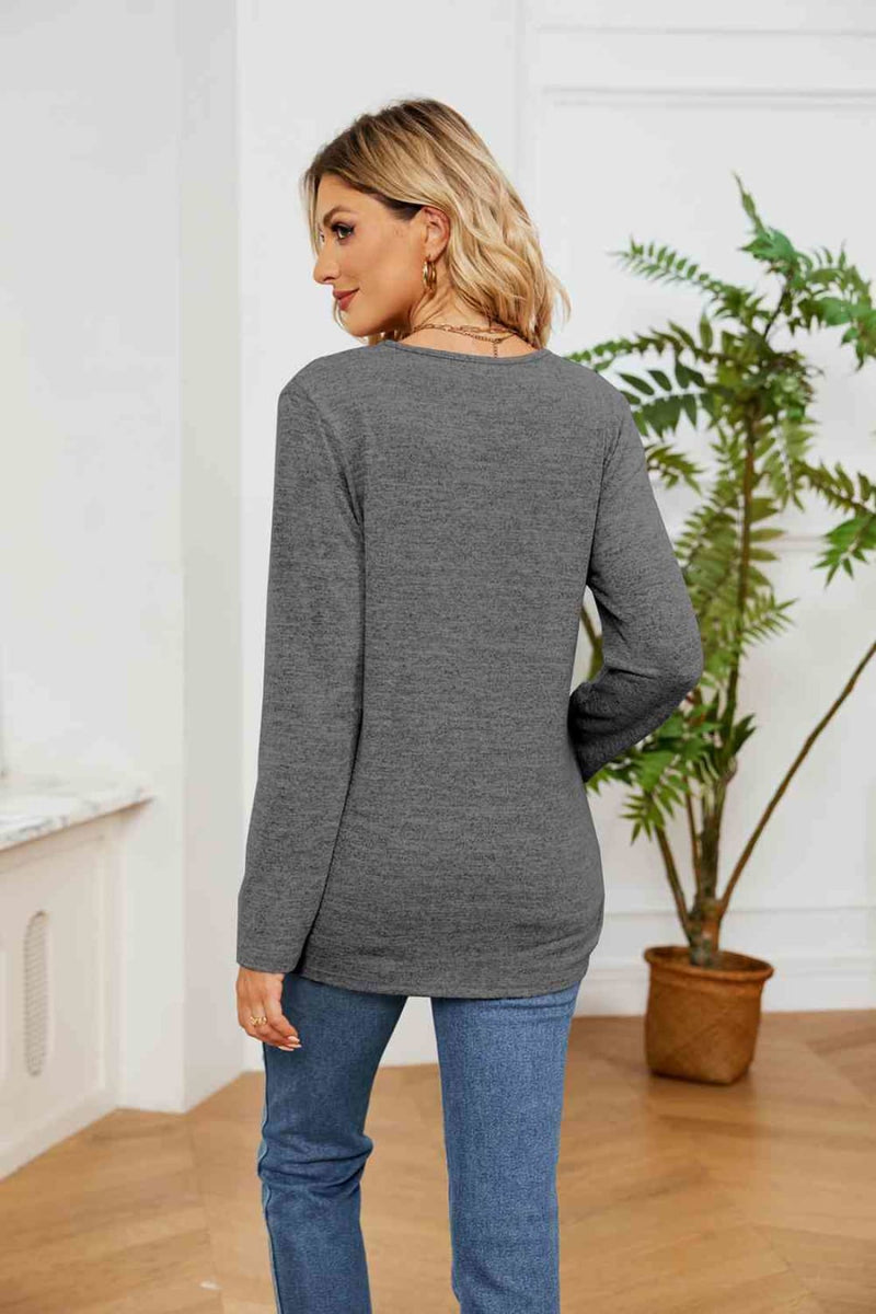 Lace Detailed V Neck Top | Long Sleeve Tops