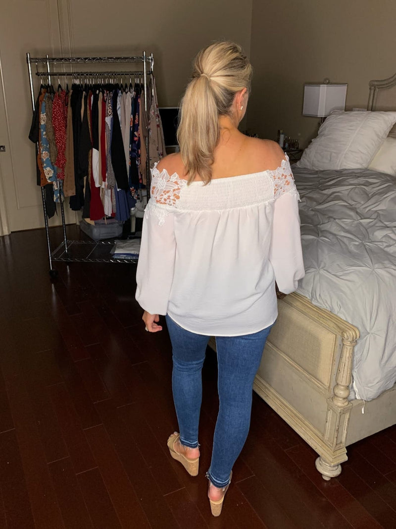 Lace Off Shoulder Top - Many Colors | Blouses & Shirts