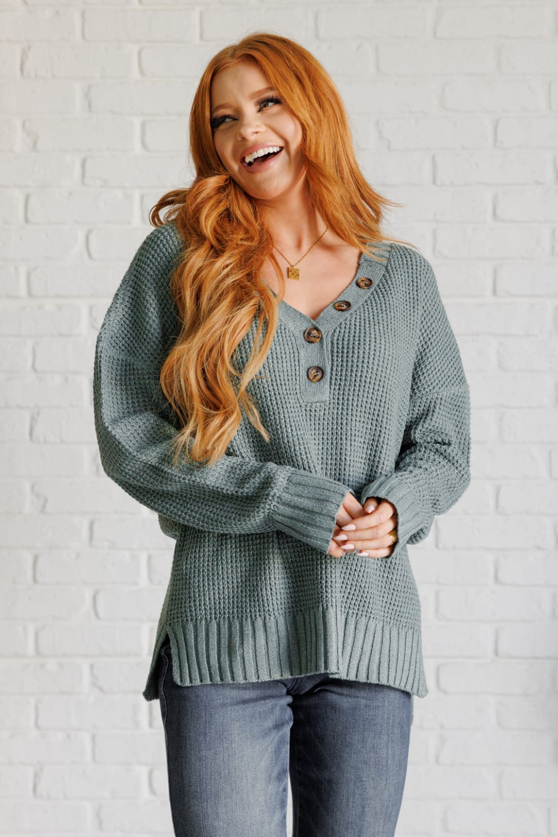 Lakeside View Drop Shoulder Sweater in Sage | Sweaters & Cardigans