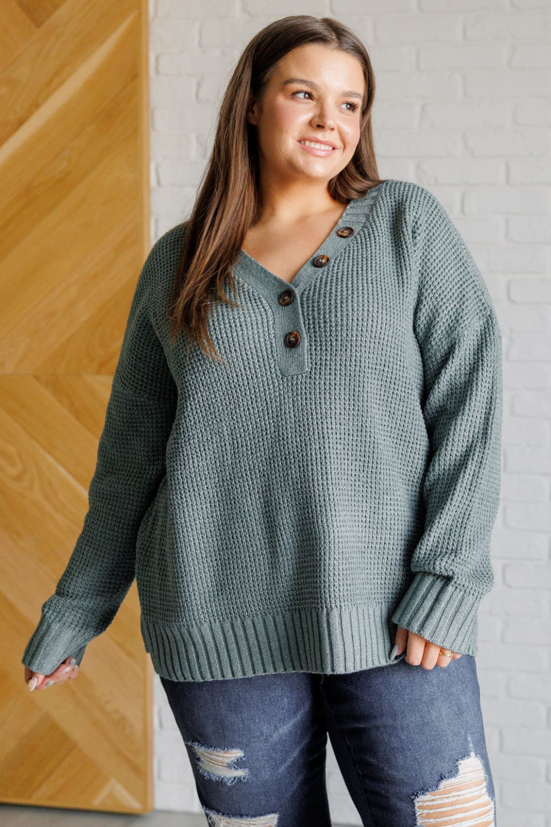 Lakeside View Drop Shoulder Sweater in Sage | Sweaters & Cardigans