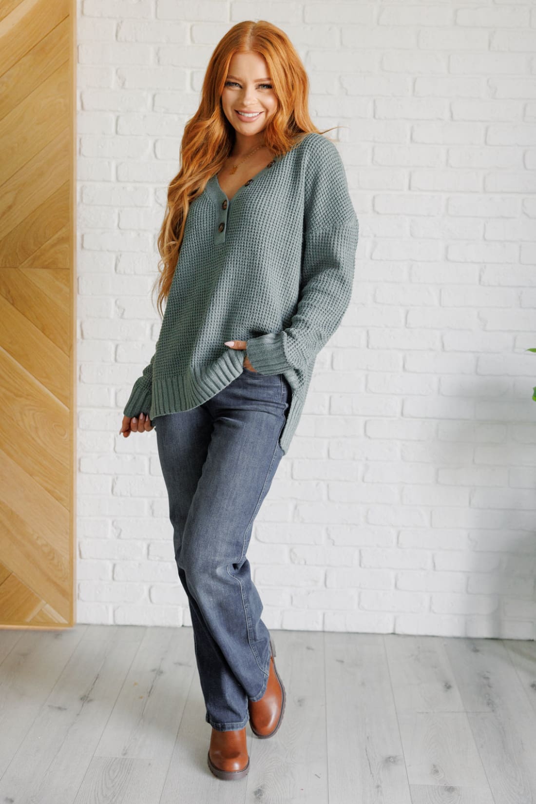 Lakeside View Drop Shoulder Sweater in Sage | Sweaters & Cardigans