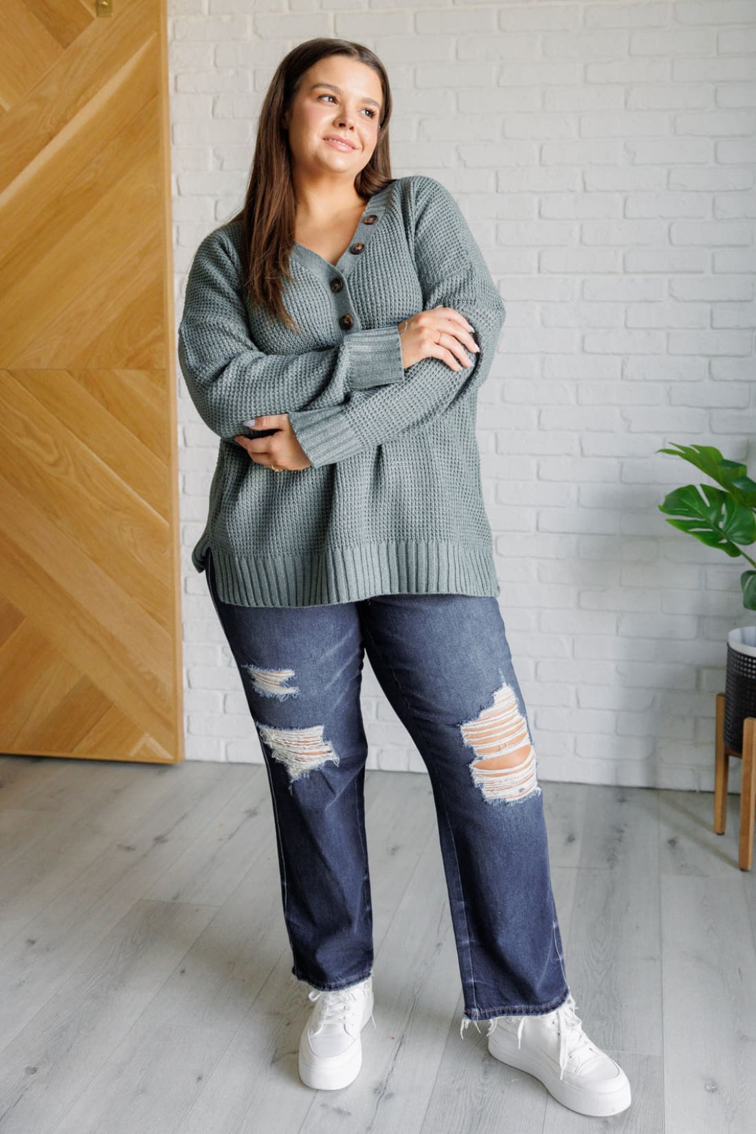 Lakeside View Drop Shoulder Sweater in Sage | Sweaters & Cardigans