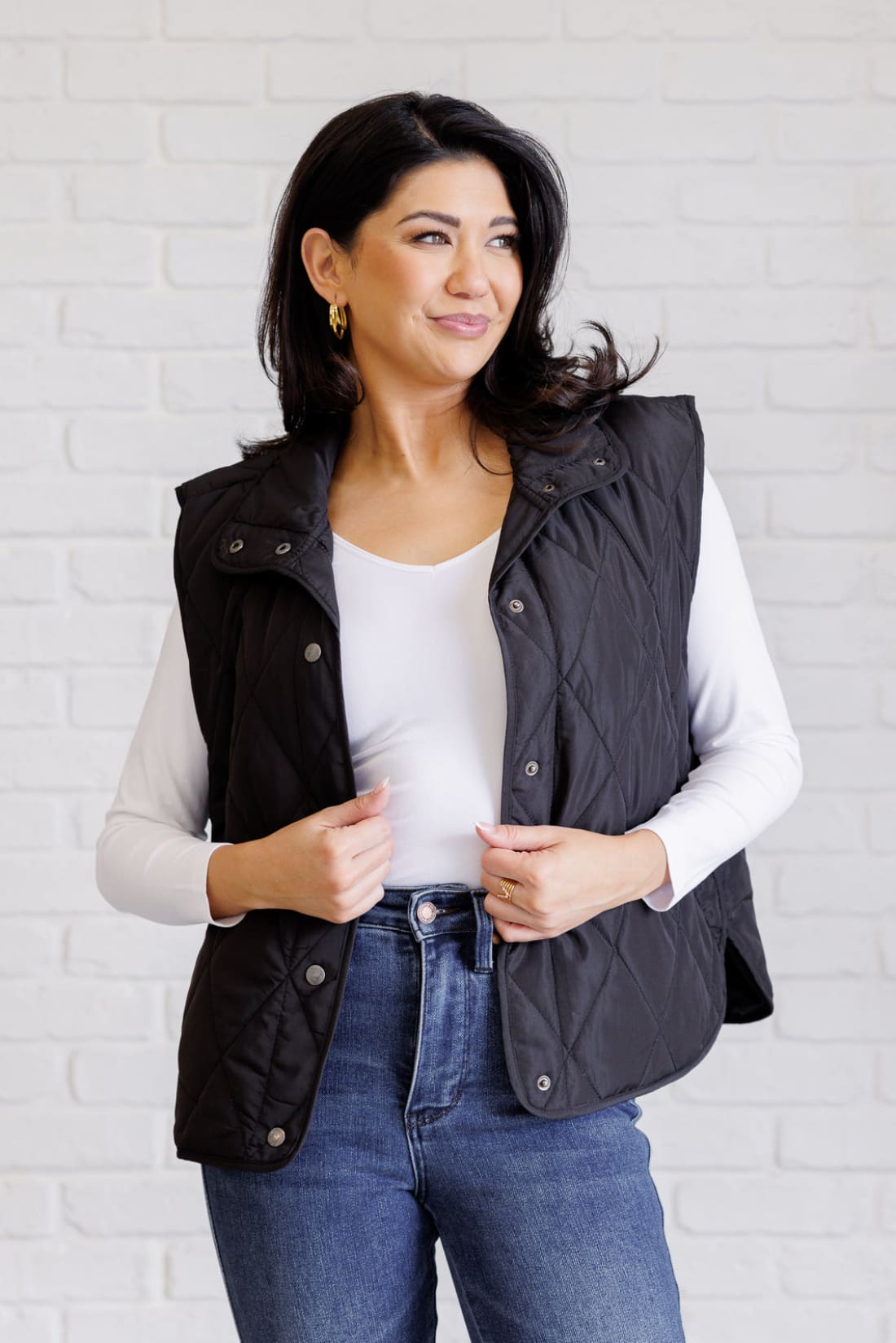 Layering Queen Quilted Puffer Vest in Black | Layers